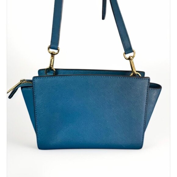 MICHAEL Michael Kors Blue Leather Small Selma Crossbody Bag MSRP $228 - Picture 3 of 7
